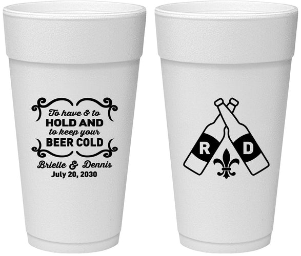 Personalized Wedding 24 oz Foam Cups - Fleur De Lis | 378