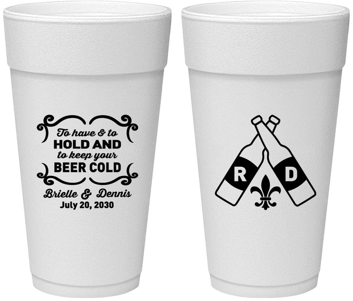 Personalized Wedding 24 oz Foam Cups - Fleur De Lis | 378