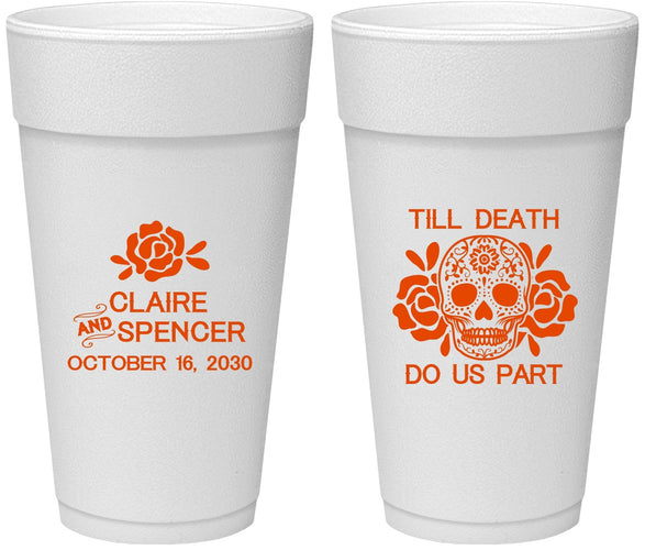 Personalized Wedding 24 oz Foam Cups - Till Death Do Us Part | 380