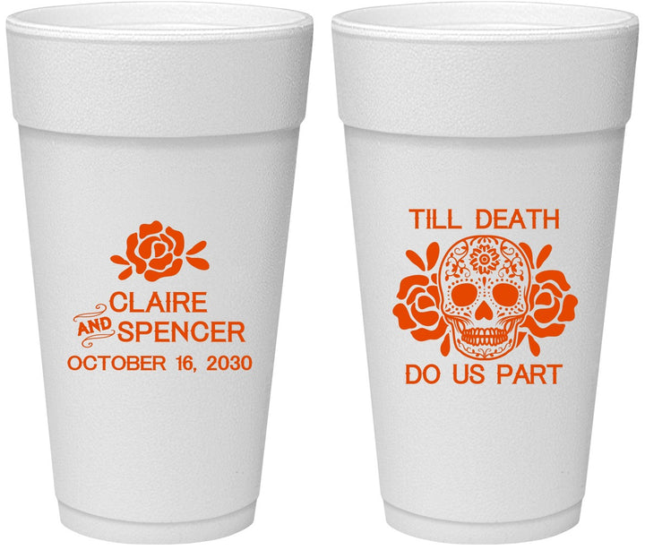 Personalized Wedding 24 oz Foam Cups - Till Death Do Us Part | 380