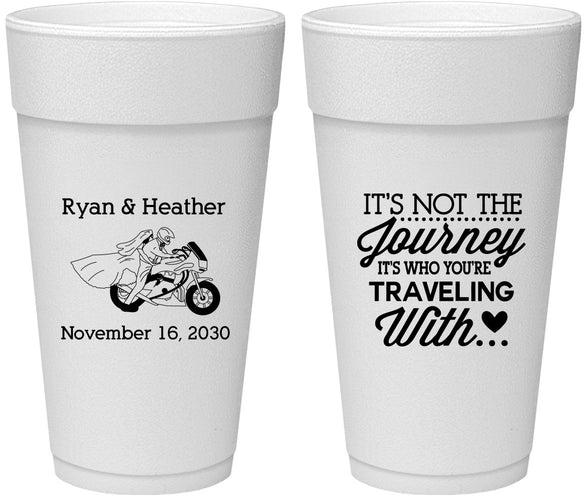 Personalized Wedding 24 oz Foam Cups - Journey Traveling With | 385