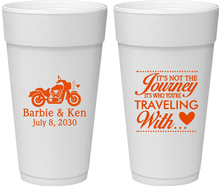 Personalized Wedding 24 oz Foam Cups - Journey Traveling With | 388
