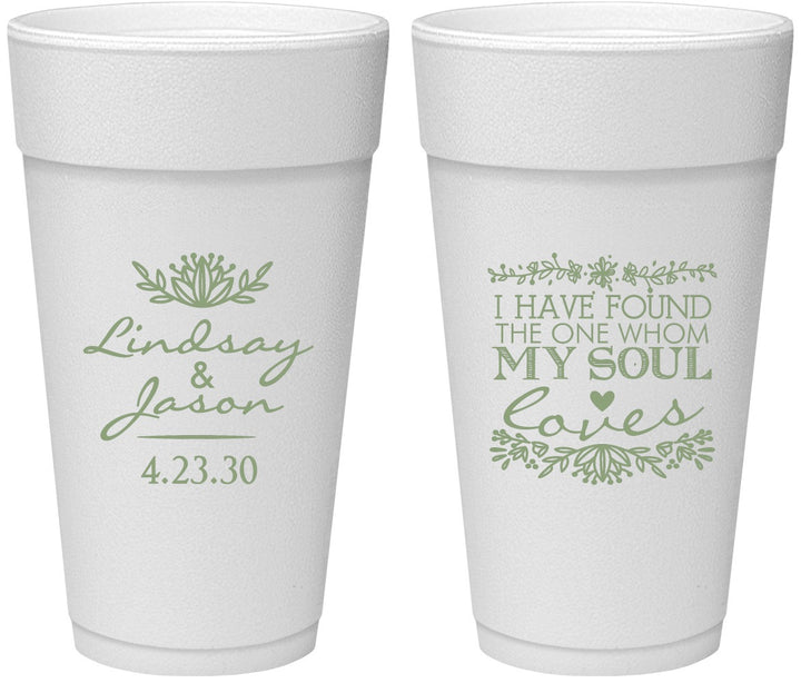 Personalized Wedding 24 oz Foam Cups - Found My Soul | 390