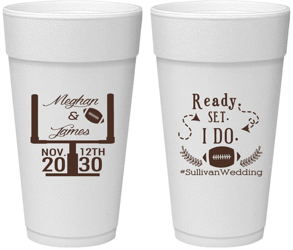 Personalized Wedding 24 oz Foam Cups - Football | 394