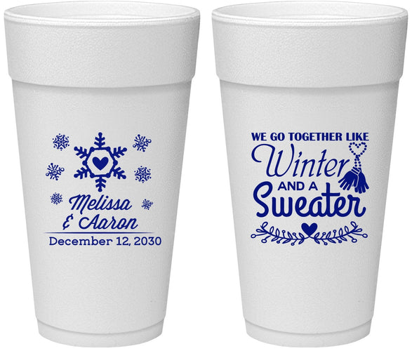 Personalized Wedding 24 oz Foam Cups - Christmas Winter | 399