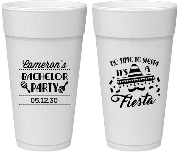 Personalized Bachelor Party 24 oz Foam Cups - Siesta Fiesta Mexican | 40000