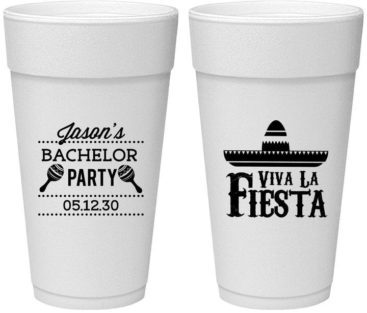 Personalized Bachelor Party 24 oz Foam Cups - Viva La Fiesta Mexican | 40001