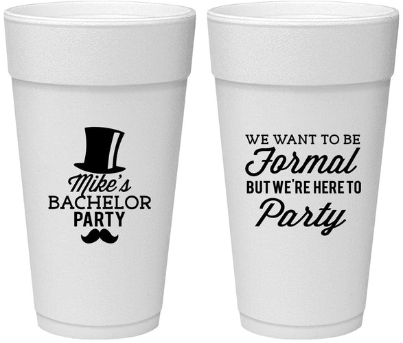 Personalized Bachelor Party 24 oz Foam Cups - Formal | 40007