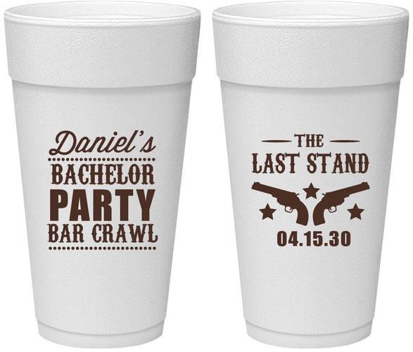 Personalized Bachelor Party 24 oz Foam Cups - The Last Stand | 40016