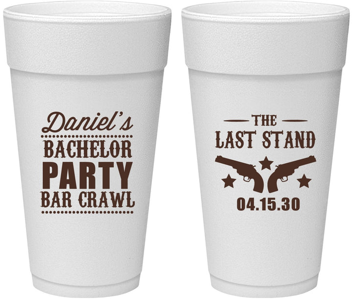 Personalized Bachelor Party 24 oz Foam Cups - The Last Stand | 40016