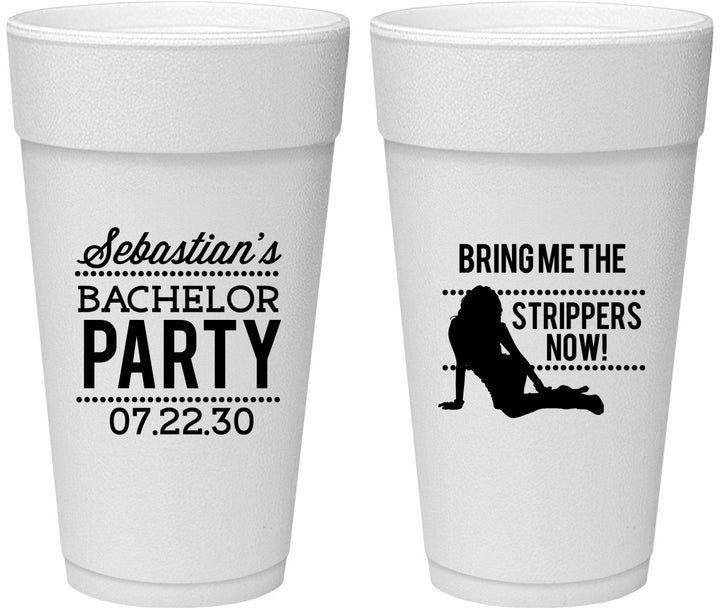 Personalized Bachelor Party 24 oz Foam Cups - Strip Club | 40017