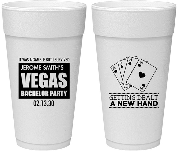 Personalized Bachelor Party 24 oz Foam Cups - Las Vegas | 40026