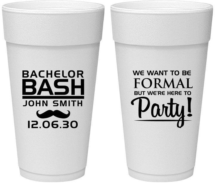 Personalized Bachelor Party 24 oz Foam Cups - Formal | 40030