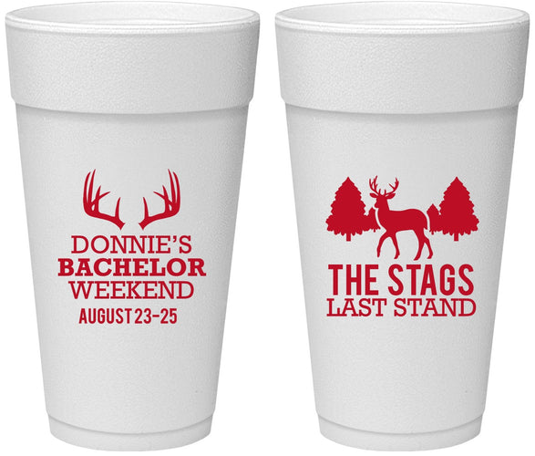 Personalized Bachelor Party 24 oz Foam Cups - Stags Last Stand | 40033