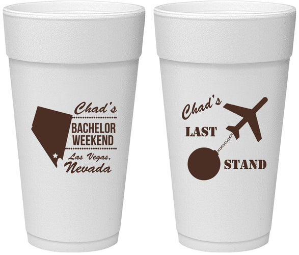 Personalized Bachelor Party 24 oz Foam Cups - Last Stand | 40034