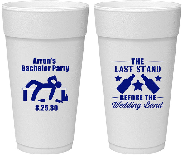 Personalized Bachelor Party 24 oz Foam Cups - The Last Stand | 40035
