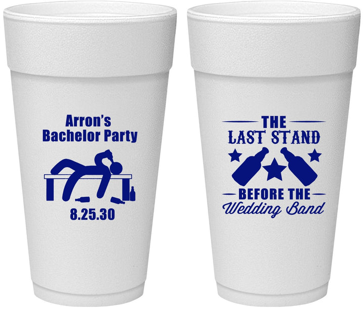 Personalized Bachelor Party 24 oz Foam Cups - The Last Stand | 40035