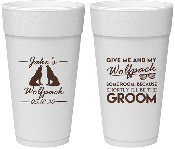 Personalized Bachelor Party 24 oz Foam Cups - Wolfpack | 40036