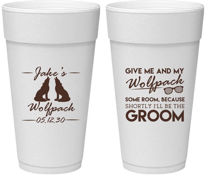 Personalized Bachelor Party 24 oz Foam Cups - Wolfpack | 40036
