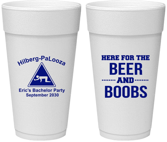 Personalized Bachelor Party 24 oz Foam Cups - Beer And Boobs | 40040
