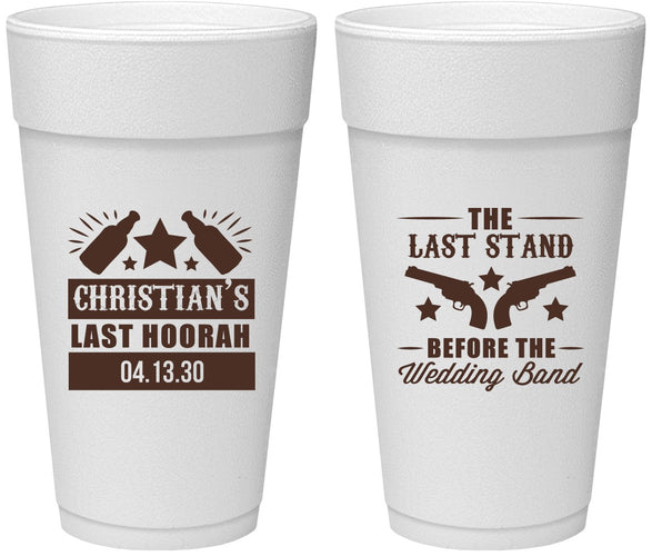 Personalized Bachelor Party 24 oz Foam Cups - Last Stand | 40046