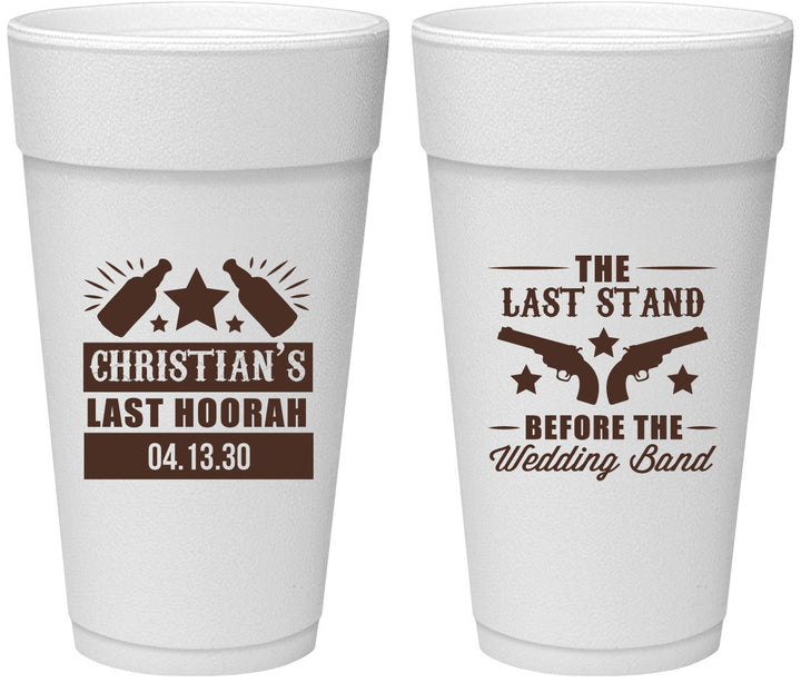 Personalized Bachelor Party 24 oz Foam Cups - Last Stand | 40046