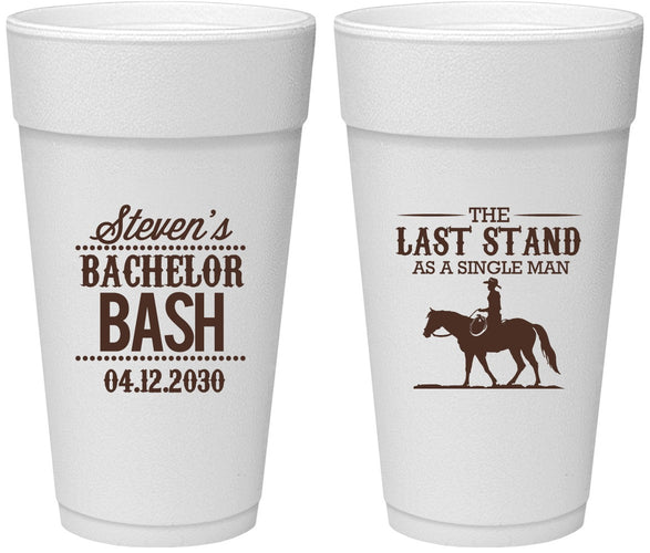 Personalized Bachelor Party 24 oz Foam Cups - The Last Stand | 40050