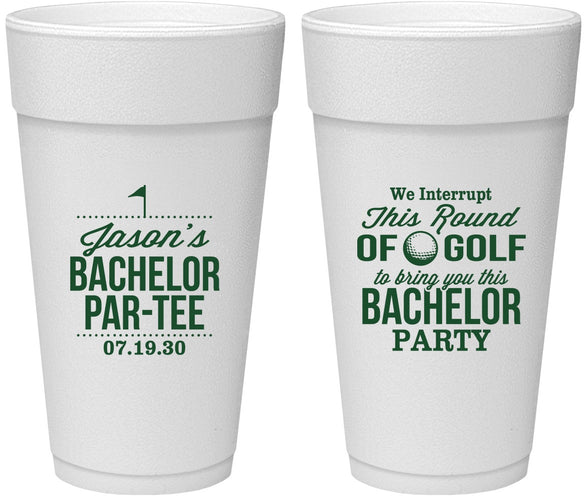 Personalized Bachelor Party 24 oz Foam Cups - Golf | 40052