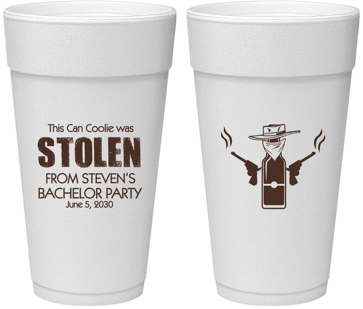 Personalized Bachelor Party 24 oz Foam Cups - Stolen | 40053