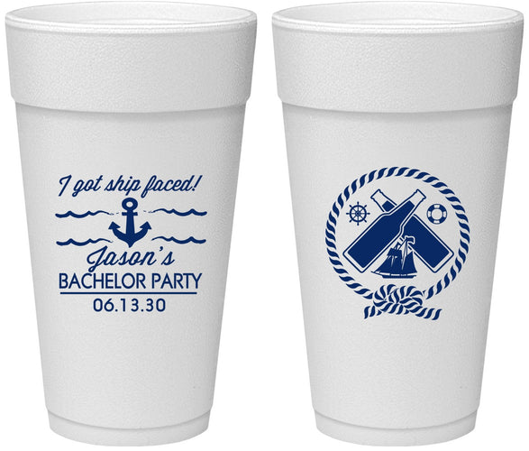 Personalized Bachelor Party 24 oz Foam Cups - Anchor | 40054