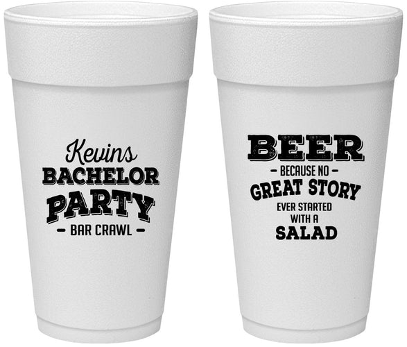 Personalized Bachelor Party 24 oz Foam Cups - Great Story | 40057