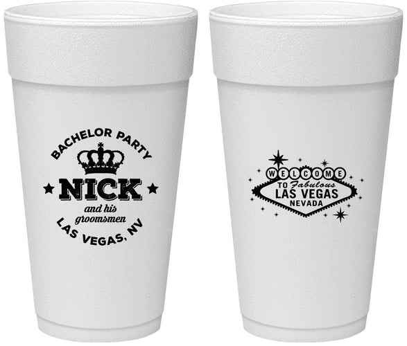Personalized Bachelor Party 24 oz Foam Cups - Last Vegas | 40059