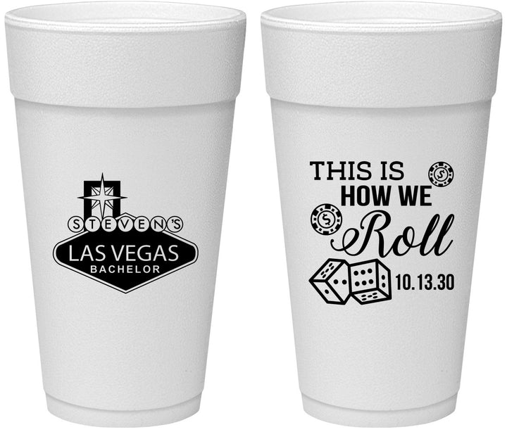 Personalized Bachelor Party 24 oz Foam Cups - Last Vegas | 40061