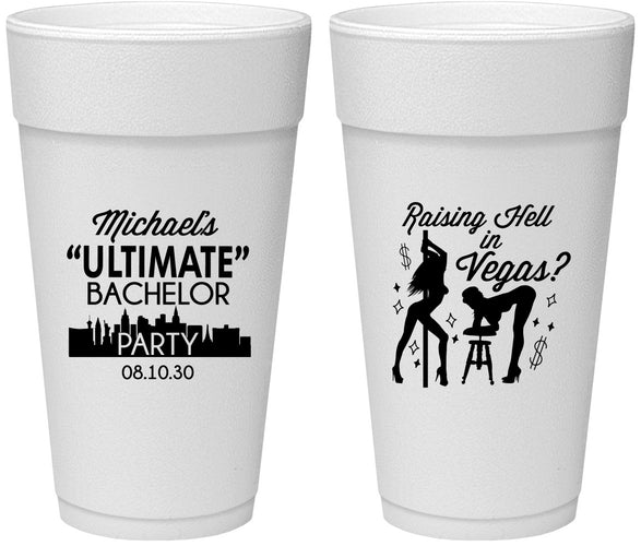 Personalized Bachelor Party 24 oz Foam Cups - Last Vegas | 40062