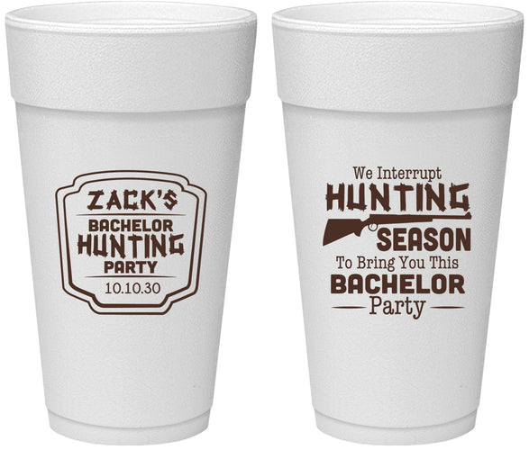 Personalized Bachelor Party 24 oz Foam Cups - Hunting Season | 40063