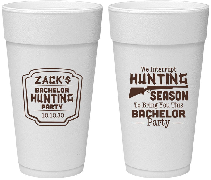 Personalized Bachelor Party 24 oz Foam Cups - Hunting Season | 40063