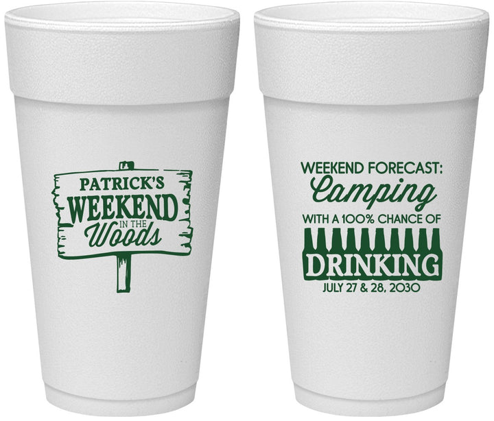Personalized Bachelor Party 24 oz Foam Cups - Camping | 40064