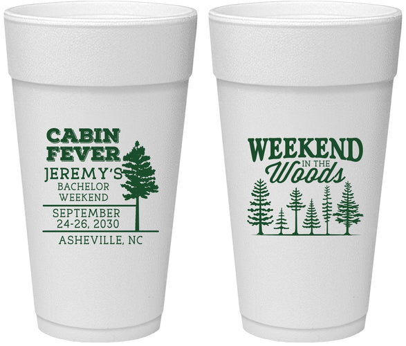 Personalized Bachelor Party 24 oz Foam Cups - Camping | 40065