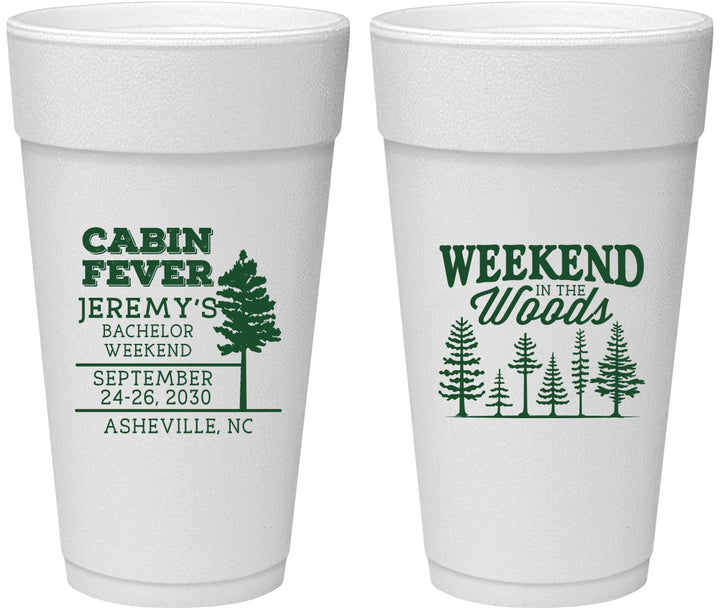 Personalized Bachelor Party 24 oz Foam Cups - Camping | 40065