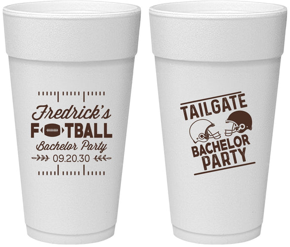 Personalized Bachelor Party 24 oz Foam Cups - Football | 40067
