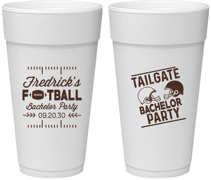 Personalized Bachelor Party 24 oz Foam Cups - Football | 40067
