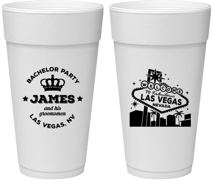 Personalized Bachelor Party 24 oz Foam Cups - Las Vegas | 40069