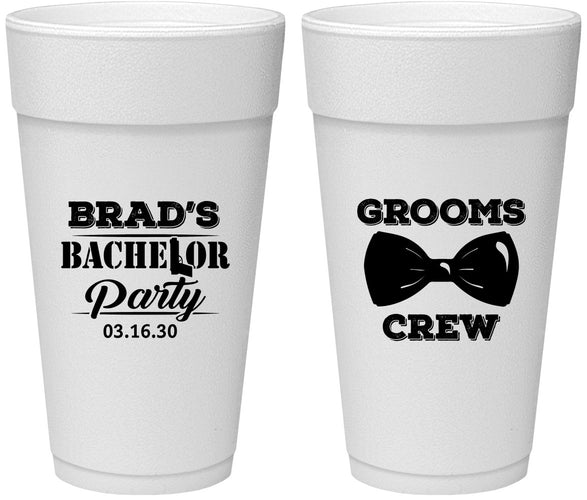 Personalized Bachelor Party 24 oz Foam Cups - Grooms Crew | 40070