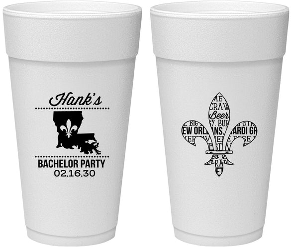 Personalized Bachelor Party 24 oz Foam Cups - New Orleans | 40074