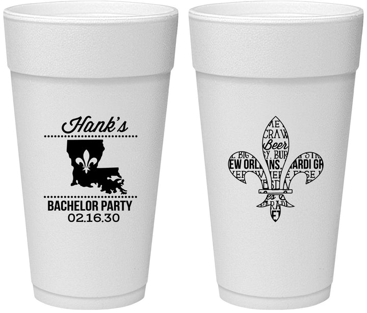 Personalized Bachelor Party 24 oz Foam Cups - New Orleans | 40074