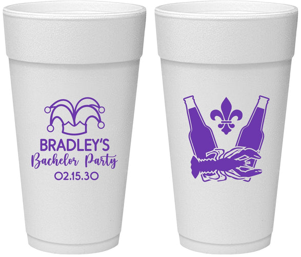 Personalized Bachelor Party 24 oz Foam Cups - New Orleans | 40077