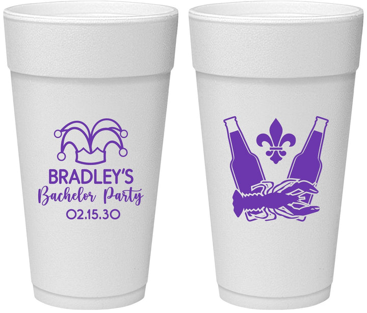 Personalized Bachelor Party 24 oz Foam Cups - New Orleans | 40077