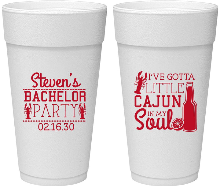 Personalized Bachelor Party 24 oz Foam Cups - Cajun In My Soul | 40078