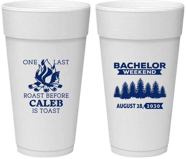 Personalized Bachelor Party 24 oz Foam Cups - Camping | 40079