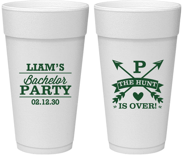 Personalized Bachelor Party 24 oz Foam Cups - Hunt Is Over | 40082